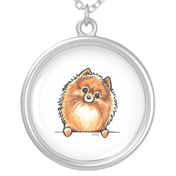 Red Pomeranian Paws Up Silver Plated Necklace