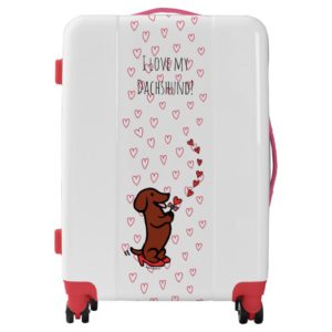 Red Smooth Dachshund Heart Luggage