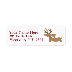 Reindeer Dachshund Christmas  Address Labels Doxie