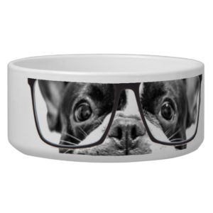 Reputable French Bulldog with Glasses Bowl