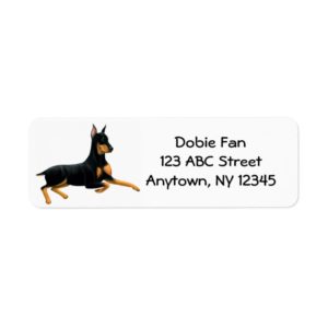 Resting Doberman Pinscher Dog Label