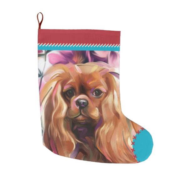Ruby Cavalier Christmas Stocking red turquoise