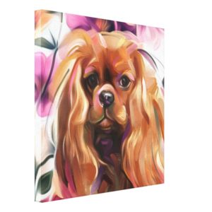 'Ruby' Cavalier dog art print on canvas