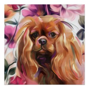 'Ruby' Cavalier dog art print on paper | large