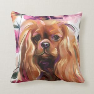 'Ruby' Cavalier dog art print pillow