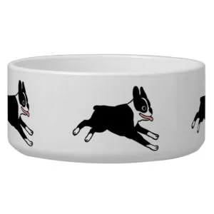 Running Boston Terriers Dog Bowl
