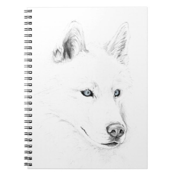 Saber A Siberian Husky Drawing Art Blue Eyes Notebook