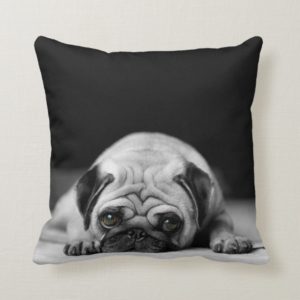Sad Pug Throw Pillow