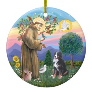 Saint Francis - Bernese Mountain Dog Ceramic Ornament