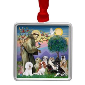 Saint Francis with 10 Dogs Metal Ornament