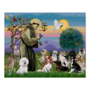 Saint Francis with 10 Dogs Poster