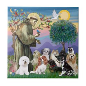 Saint Francis with 10 Dogs Tile