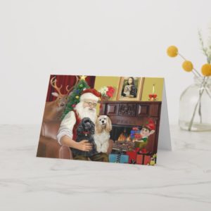 Santa At Home - Cocker Spaniels (two) Holiday Card