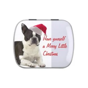 Santa Boston Terrier Candy Tin