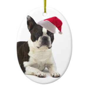 Santa Boston Terrier Ornament