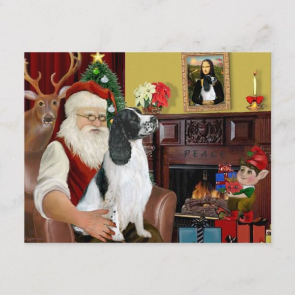 Santa-Engish Springer 7 Holiday Postcard
