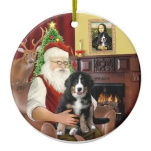 Santa + Mona Lisa - Bernese MD - 2 diff. designs Ceramic Ornament