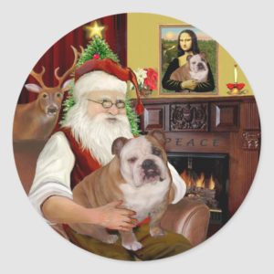 Santa (R) - English Bulldog 1 Classic Round Sticker