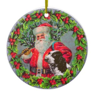 Santa with Springer Spaniel Ornament