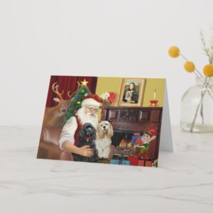 Santa's 2 Cocker Spaniels Holiday Card