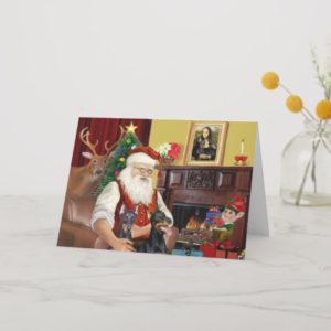 Santa's 2 Doberman Pinschers Holiday Card