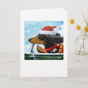 Santa's Dachshund Holiday Card