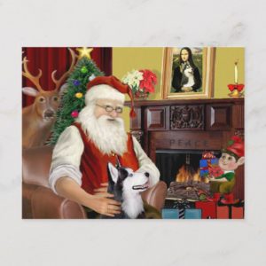 Santa's Siberian Husky Holiday Postcard