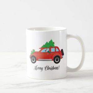 Schnauzer Dog Driving Christmas Car Coffee Mug