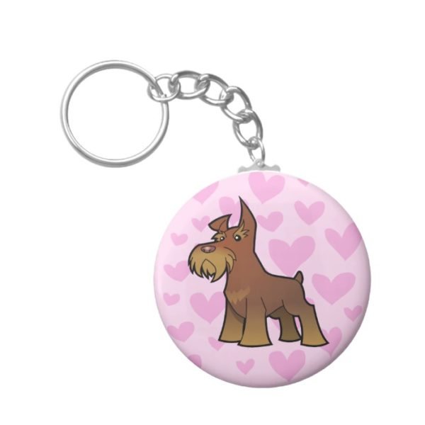 Schnauzer Love (chocolate) Keychain