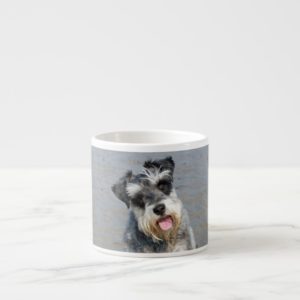Schnauzer miniature dog cute photo at beach, gift espresso cup