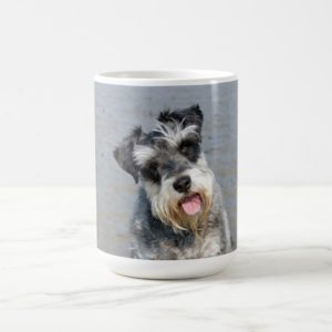 Schnauzer miniature dog cute photo portrait, gift coffee mug
