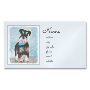 Schnauzer (Miniature) Painting - Cute Original Dog Business Card Magnet
