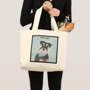 Schnauzer (Miniature) Painting - Cute Original Dog Large Tote Bag