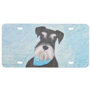 Schnauzer (Miniature) Painting - Cute Original Dog License Plate
