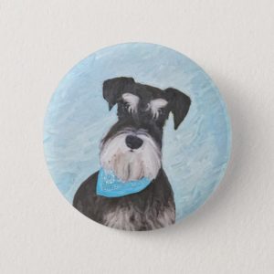 Schnauzer (Miniature) Painting - Cute Original Dog Pinback Button
