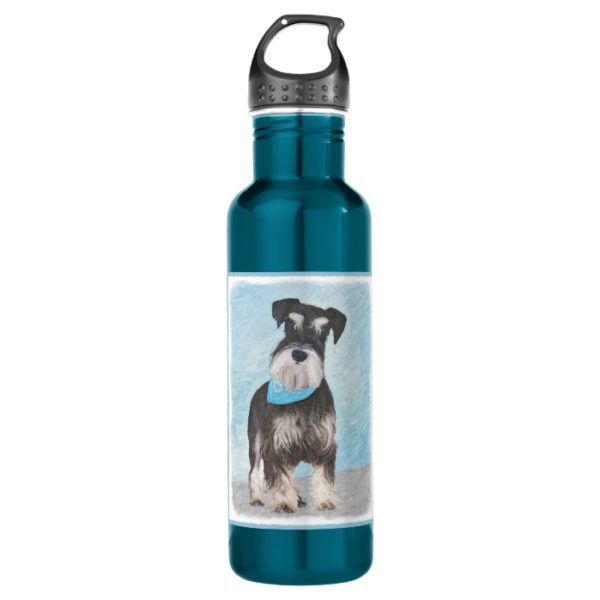 Schnauzer (Miniature) Painting - Cute Original Dog Stainless Steel Water Bottle