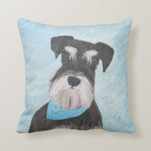 Schnauzer (Miniature) Painting - Cute Original Dog Throw Pillow