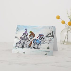 Schnauzers in Winter Holiday Card