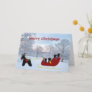 Schnauzers Sleigh Christmas Card