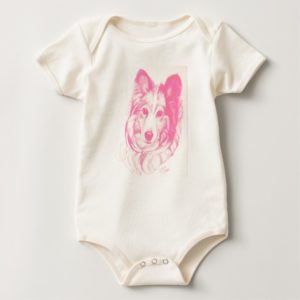 Sheltie Dog Baby outfit by artist Carol Zeock Baby Bodysuit