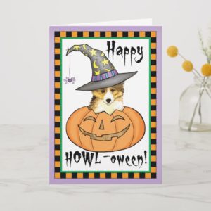 Sheltie Halloween Card