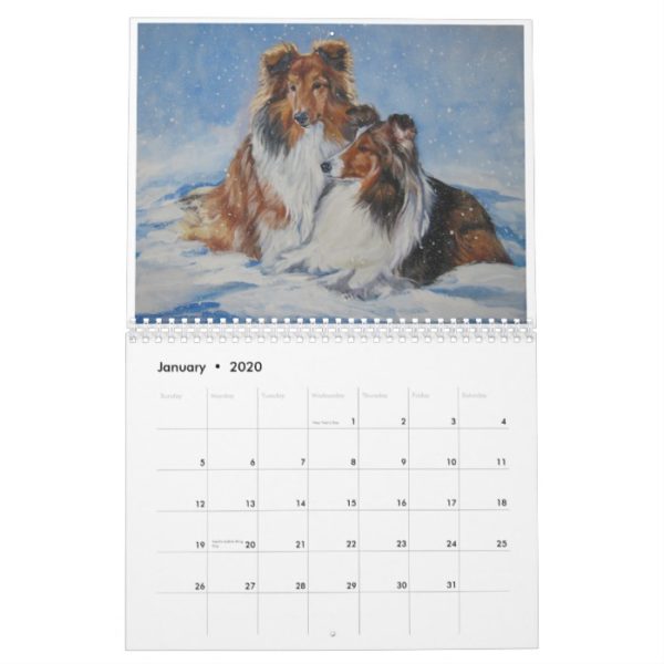 Sheltie Shetland Sheepdog Fine Art Calendar