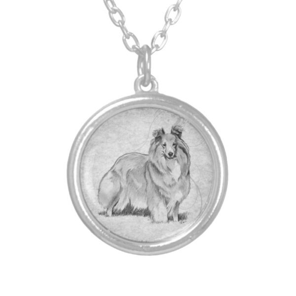 Sheltie Silver Plated Necklace