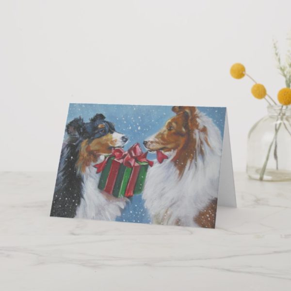shetland sheepdog christmas card