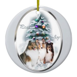 Shetland Sheepdog Christmas Gifts Ceramic Ornament