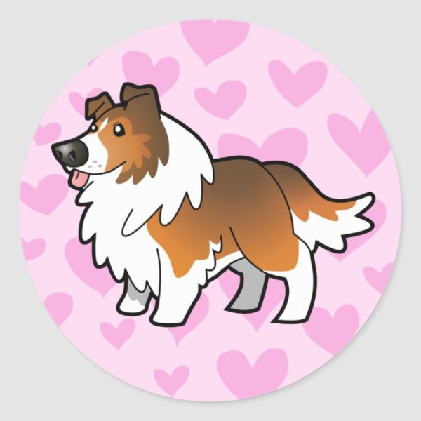 Shetland Sheepdog / Collie Love (sable) Classic Round Sticker