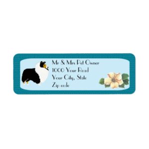 Shetland Sheepdog on Turquoise Floral Label