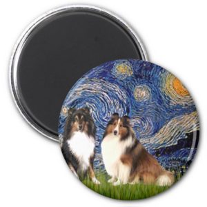Shetland Sheepdog Pair - Starry Night Magnet