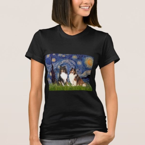 Shetland Sheepdog Pair - Starry Night T-Shirt