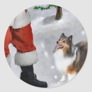 Shetland Sheepdog Sheltie Christmas Gifts Classic Round Sticker